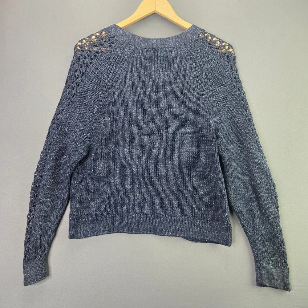 The Children's Place Cardigan Girls XXL 16 Navy Blue Sparkle Crochet 3669